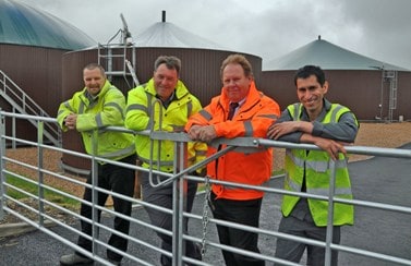 Eco's managing director Trelawney Dampney (second left) with (l-r) Mike Thompson, technical manager; David Pope, Mole Valley Farmers operations manager; and, Antonio Rodrigues, site supervisor